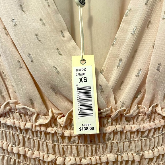 Max Studio Sleeveless V-Neck Dot Dress Cameo - Picture 3 of 3